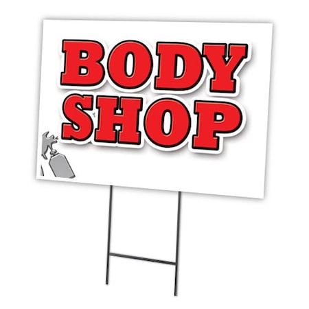 Signmission Body Shop Yard Sign & Stake outdoor plastic coroplast window, C-1824-DS-Body Shop C-1824-DS-Body Shop